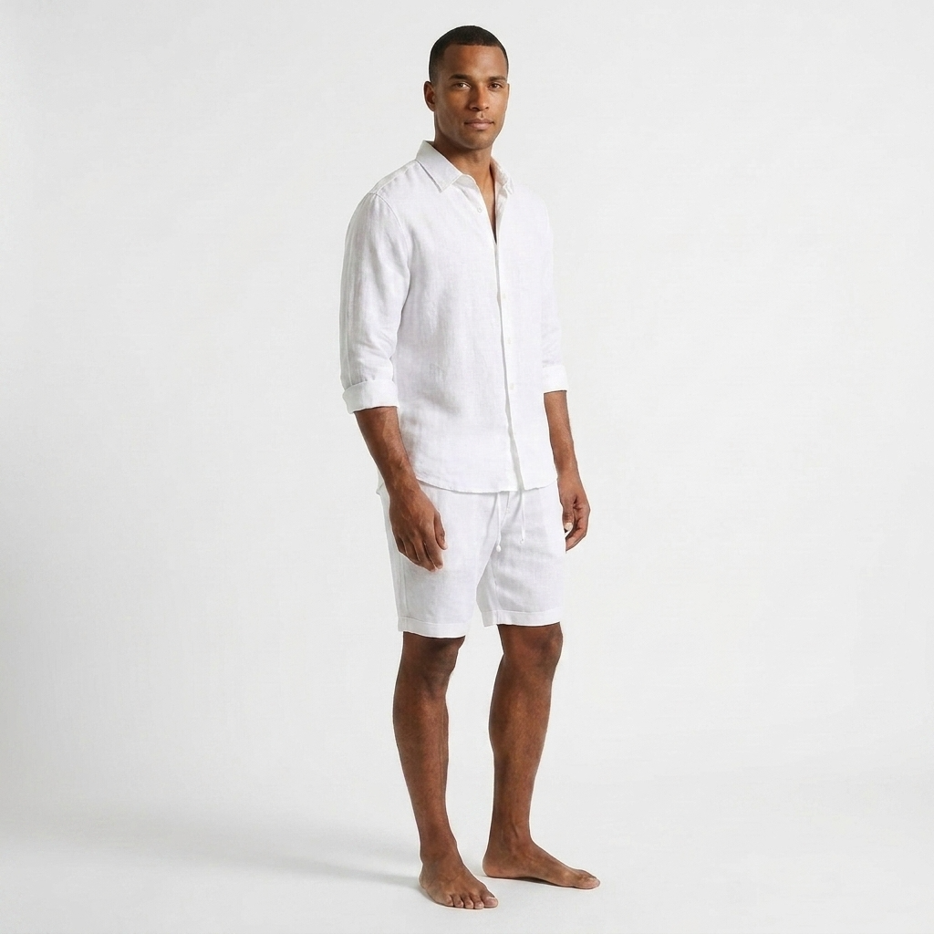 Herren Leinen Shorts mit Kordelzug