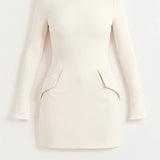 Elegantes Etuikleid Schwarz | Businesskleid mit Langarm