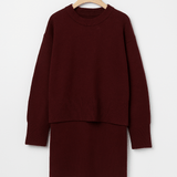 Elegantes Zweiteiler Set mit Strickpullover und Rock – Modischer Alltagslook