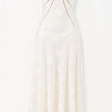 Weißes Boho-Maxikleid mit Schmetterling-Muster | Ibiza-Stil