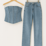 Strapsloser Denim Jumpsuit – Eleganter Einteiler mit figurbetontem Schnitt