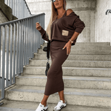 Modisches Zweiteiler Set mit Cropped Pullover und Midirock – Urban Streetstyle Look