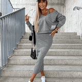 Modisches Zweiteiler Set mit Cropped Pullover und Midirock – Urban Streetstyle Look