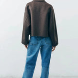 Damen Übergangsjacke Oversize – Eleganter Kurz-Mantel mit Knöpfen