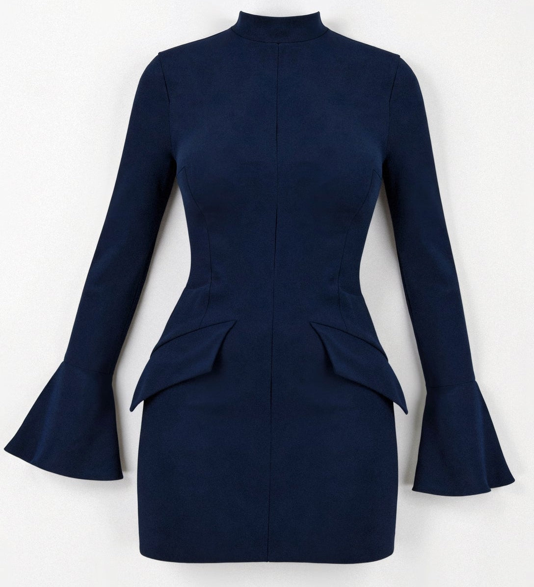 Elegantes Etuikleid Schwarz | Businesskleid mit Langarm