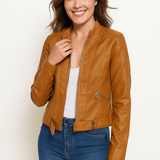 Elegante Jacke im Biker-Stil – Kurzjacke mit Reißverschluss und Stehkragen