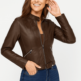 Elegante Jacke im Biker-Stil – Kurzjacke mit Reißverschluss und Stehkragen