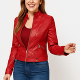 Elegante Jacke im Biker-Stil – Kurzjacke mit Reißverschluss und Stehkragen