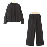 Gemütliches Zweiteiler Set mit Zip-Jacke und weiter Hose – Loungewear & Streetstyle