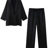 Elegantes Zweiteiler Set mit Blazer und weiter Hose – Moderner Business- & Freizeitlook