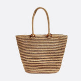 Alma | Klassische große Strohtasche für Damen mit Schulterriemen – Handgewebte Tote Bag