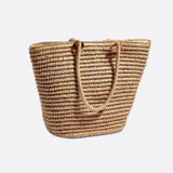 Alma | Klassische große Strohtasche für Damen mit Schulterriemen – Handgewebte Tote Bag