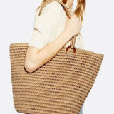 Alma | Klassische große Strohtasche für Damen mit Schulterriemen – Handgewebte Tote Bag