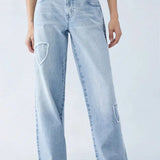 Trendige Wide-Leg Jeans mit Herz-Patch-Details