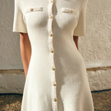 Elegantes Minikleid mit kurzen Ärmeln und Knopfleiste für Damen