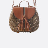 Lina | Kleine Schultertasche aus Strohseil mit verstellbarem Riemen & Quasten-Detail – Crossbody Sommertasche