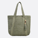 Sienna | Große Strohtasche mit Reißverschluss & Schulterriemen – Sommerliche Damen-Tote Bag mit Innentasche & Deko-Quaste