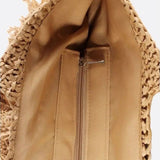 Sola | Große Strohtasche mit Fransen & Reißverschluss – Schulter-Tote Bag