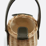 Noa | Runde Rattan-Handtasche mit Kunstledergriff & abnehmbarem Schulterriemen