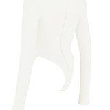 Margot | Chic Weiß Ausschnitt Langarm Crop Top für Trendy Frauen