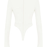 Margot | Chic Weiß Ausschnitt Langarm Crop Top für Trendy Frauen