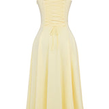 Emilia | Frisches Zitrusgelb Taillenformendes Midikleid