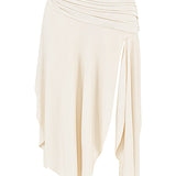 Karla | Weißes veganes Lederkorsett mit drapiertem Midirock für Frauen