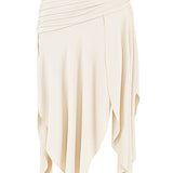 Karla | Weißes veganes Lederkorsett mit drapiertem Midirock für Frauen