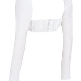 Dagny | Weißes Oberteil mit Puffärmeln und Minirock mit Schleife