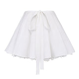 Dagny | Weißes Oberteil mit Puffärmeln und Minirock mit Schleife