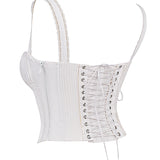 Beate | Weißes Korsett-Top mit Schnürung für Frauen