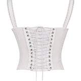 Beate | Weißes Korsett-Top mit Schnürung für Frauen