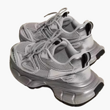 Alora | Chunky Mesh Sneaker Damen – Bequeme & Sportliche Schuhe mit Trendiger Sohle, Grau