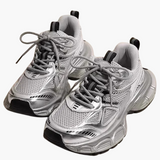 Alora | Chunky Mesh Sneaker Damen – Bequeme & Sportliche Schuhe mit Trendiger Sohle, Grau