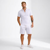 Herren Poloshirt und Shorts Set mit Reißverschlusskragen