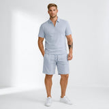 Herren Poloshirt und Shorts Set mit Reißverschlusskragen