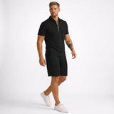 Herren Poloshirt und Shorts Set mit Reißverschlusskragen