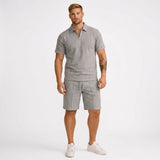 Herren Poloshirt und Shorts Set mit Reißverschlusskragen