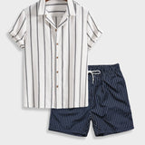 Maritimes Herren Sommer-Set | Gestreiftes Hemd & Shorts