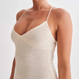 Maxikleid mit Spaghettiträgern und 3D-Blumenapplikationen für Damen