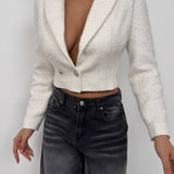 Annika | Kurzes Tweed-Kleid im Blazer-Stil in Weiß